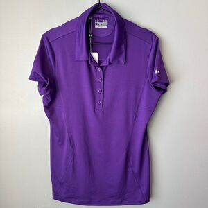 Nwt Under Armour Golf Polo Womens Large Rock Hollow Golf Course Purple
